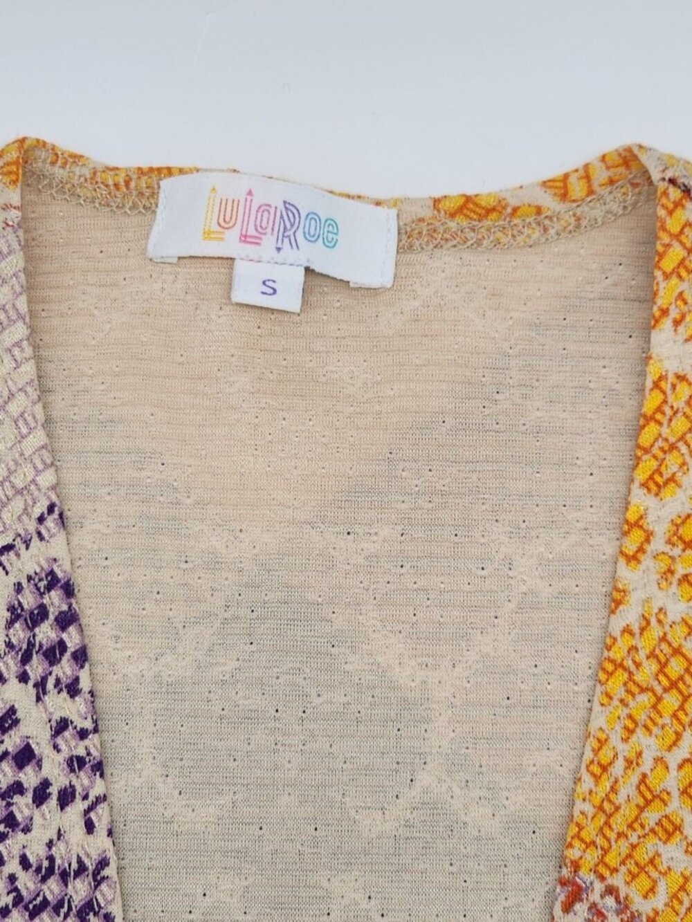 LuLaRoe Houndstooth Cardigan Multicolor Sarah Small NWT Rust Yellow Small - Picture 3 of 8